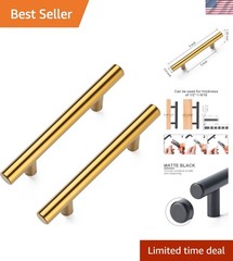 4 Pack Modern Brushed Brass Cabinet Pulls – Elegant 5” Stainless Steel Handles