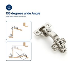 Ravinte 2 Pair 4 Pack Kitchen Cabinet Hinges, 135 135 Degree, Satin Nickel