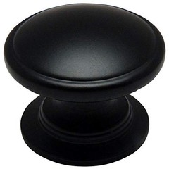 4702FB Flat Black Wide Base Cabinet Hardware Round Knob 11/4 Inch 10 PCS