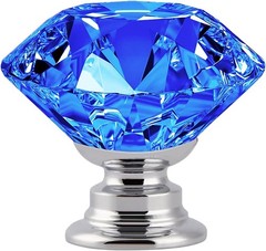 Luxurious 12 Pcs 30MM Blue Diamond Crystal Cabinet Knobs – Elegant Glass Handles