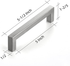 Ravinte 1 Pack 5 Inch Kitchen Square Cabinet Handles Brushed Nickel Drawer Pulls