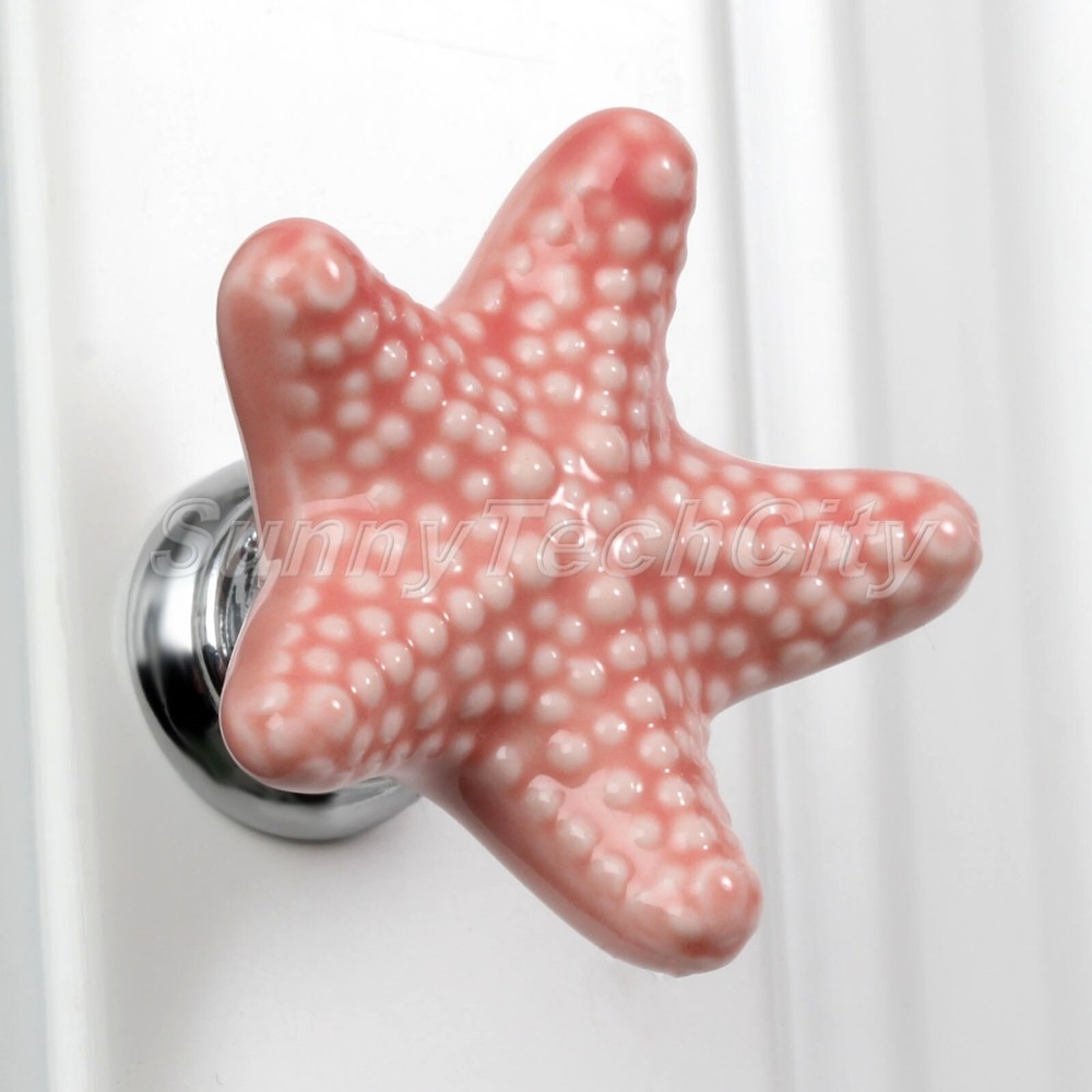 5x European Style Ceramic Starfish Knobs Drawer Cabinet Closet Door Pull Handles