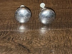 2 Vintage Silver Chrome colored Cabinet Knobs Pulls Handles Dresser Kitchen
