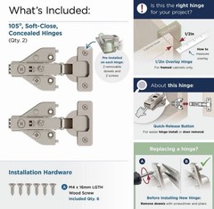 Lot of 16 Amerock 2 Pack 1/2” Overlay SoftClosing Euro Concealed Hinge, Nickel