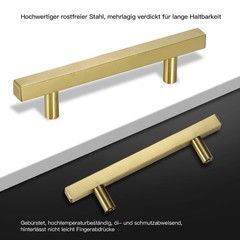 Stainless Steel Kitchen Square Cabinet Handles Gold Drawer Pulls Multi-Size