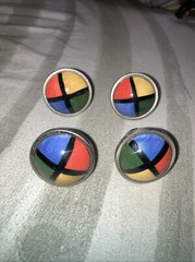 Colorful Child Dresser Drawer Ceramic Knobs Set Of 4 With Screws Hand painted