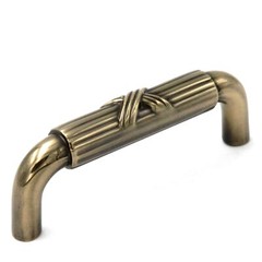 Sherwood Antique Solid Brass 3″cc Cabinet Handle Pulls M107 Keeler Ribbon & Reed