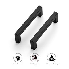 12 PCS 41/2 Inch Square Cabinet Handles Matte Black Drawer Pulls Hardware