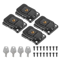 4 x Suitcase Lock Hasp 1.6″x1.10″ Iron Toggle Catch Latch with Key/Screw Black