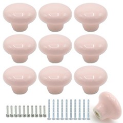 Joyangy 10-Pack Ceramic Cabinet Knobs Pink 32mm Round Drawer 10 Pack,
