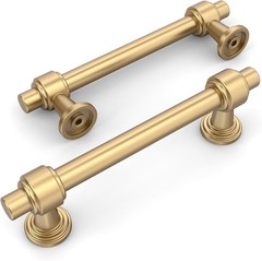 Amerdeco 10 Pack Champagne Bronze Cabinet Pulls 3.75 Inch Hole Center