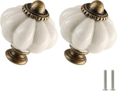 Universal Fit Antique White Pumpkin Knobs 2-Pack – Easy Install Drawer Pulls