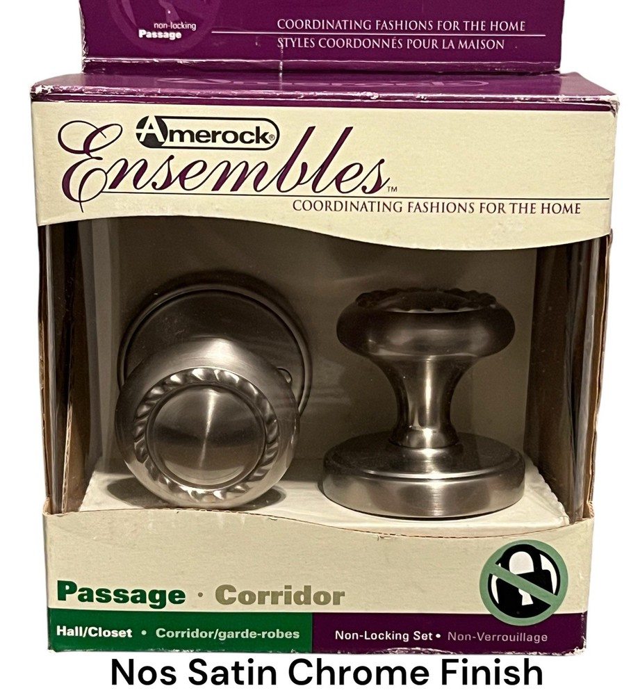 Amerock Passage Rope Knob Set Satin Chrome Bi-Fold Door pulls E1585-2-G10 NEW