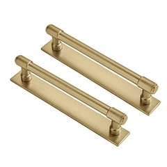 KHTUMEWARE 5 Pack 6″ Brushed Gold Cabinet Pull Backplate Zinc Solid Brass