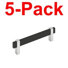 AMEROCK 5-Pack Mulino 5-1/16 in C/C Bar Cabinet Pull Matte Black-Polished Chrome