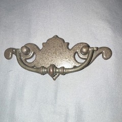 6 Antique (1910) Silver Metal Drawer Pulls, 4-3/4” diameter & 2-1/2” C/C