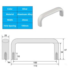 Heavy Duty Industrial Handles Aluminum Elliptical U-Shape Handle Pulls Cabinet