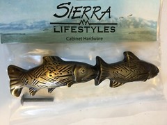 Fishing Pair Cabinet Drawer Pull Handle Rustic Lodge Cabin Pewter Antique Brass