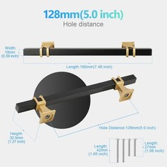 Cabinet Pulls Matte Black and Gold Cabinet Handles, 10 Pack 5 Inch Kitchen Door