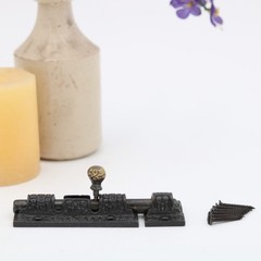 Victorian Slide Bolt Iron and Brass Knob Antique Replica
