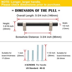 10 Pack 3-3/4 Inch Hole Centers, Black and Gold Cabinet Pulls Matte Black and…