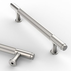 10 PCS 5 Inch 128mm Knurled Brushed Satin Nickel Kitchen Cabinet Handles Pull