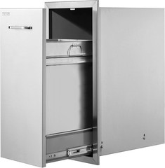 Pull-Out Trash Drawer for BBQ Island – Steel Roll-Out Bin Tray, 13.4″W x 25.7″H