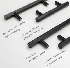 Peaha 25 Pack Matt Blk Kitchen Cabinet Pulls PH7058BK128 7.5″ (5″ Hole Center)