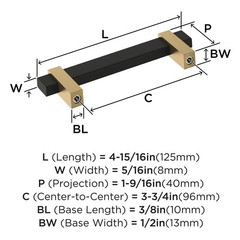 3-3/4″ Mulino Matte Black/Champagne Bronze Drawer Pull