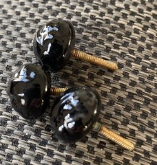 Antique Black Glass Cabinet Drawer Knob Pull Czech Victorian Style Hardware NOS