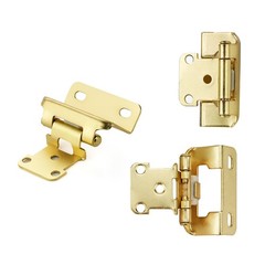 4 Pack (2 Pairs) 1/2″ Overlay Cabinet Hinges, Gold Self-Closing Semi-Concealed P