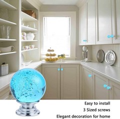 10 PCS Crystal Cabinet Knobs Azure Blue round Glass Bubbles Knobs Smooth Drawer
