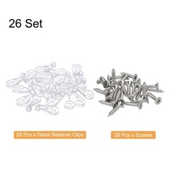 26Sets 25mm Plastic Glass Retainer Clips Kit for 4mm Thick Glass Clear