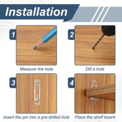 16Set Clear Plastic Locking Shelf Pins Fits 5mm Peg Hole 16mm Thick