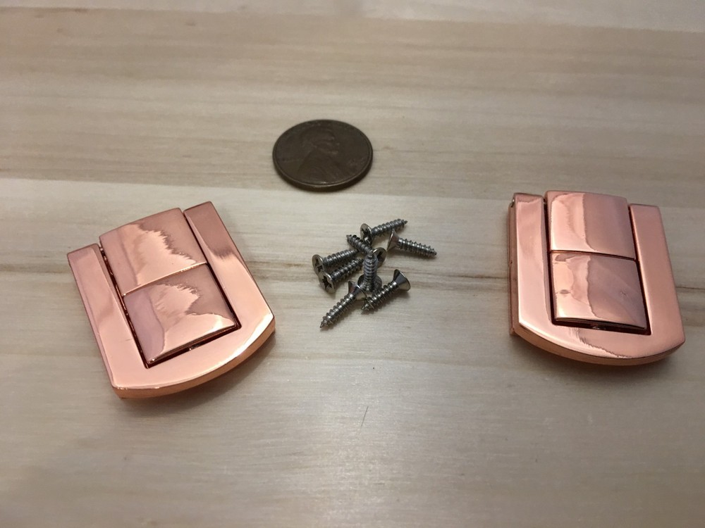2 Pieces – Rose gold pink clasp Mini latch lock small hook metal purse DIY