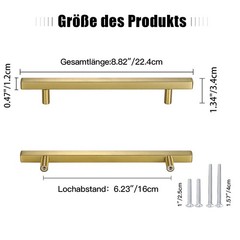 Stainless Steel Kitchen Square Cabinet Handles Gold Drawer Pulls Multi-Size