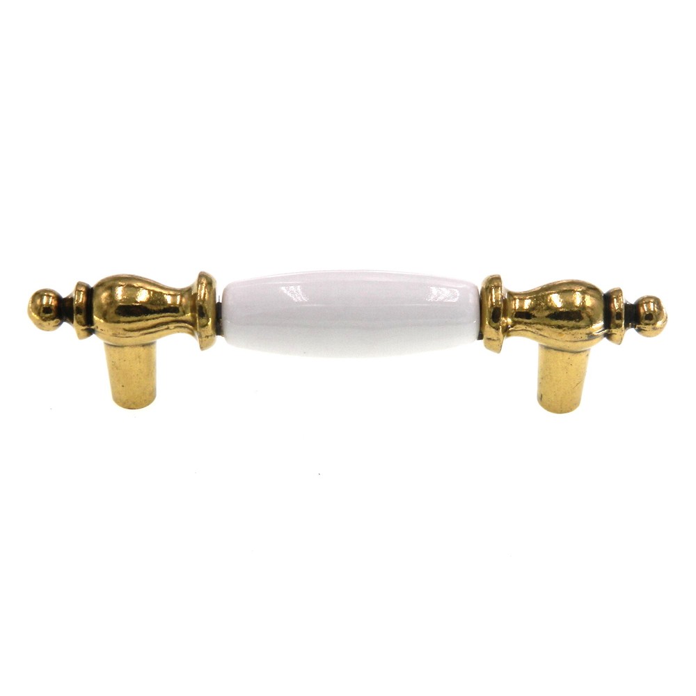 Hickory Tranquility Lancaster Polished Brass White Ceramic 3″ Ctr Handle P250-W