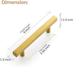 30 Pack Gold Square Cabinet Pulls – 3.75″ Stainless Steel Drawer Handles