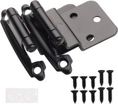 3/8″ Inset Cabinet Hinges Black (25 Pair -50 Pcs)Offset Self Closing Matte Black