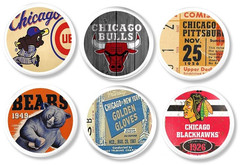 Chicago Sports Cabinet Knobs Set of 6 – Vintage Drawer Pulls, Man Cave Fan Decor