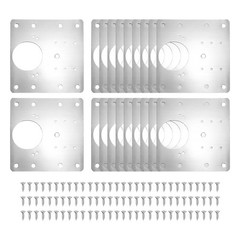 20Pcs Cabinet Hinge Repair Plate 90x90mm with Screws