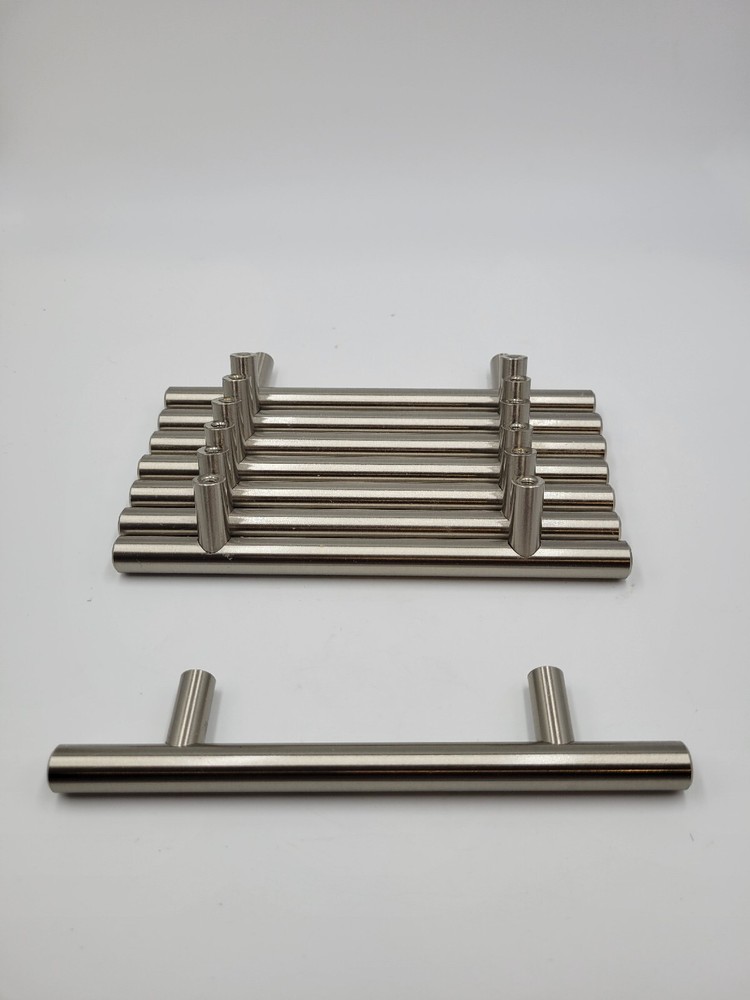 8 Piece Polished Chrome Cabinet Pulls Stainless Steel Drawer T Bar Handles 6″