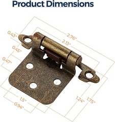50 Pack (25 Pairs) Antique Brass Kitchen Cabinet Hinges Overlay Self Closing Fac