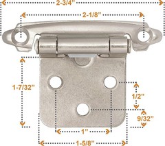 Elegant Brushed Nickel Self-Closing Cabinet Hinges – 10 Pcs for Modern Kitchens