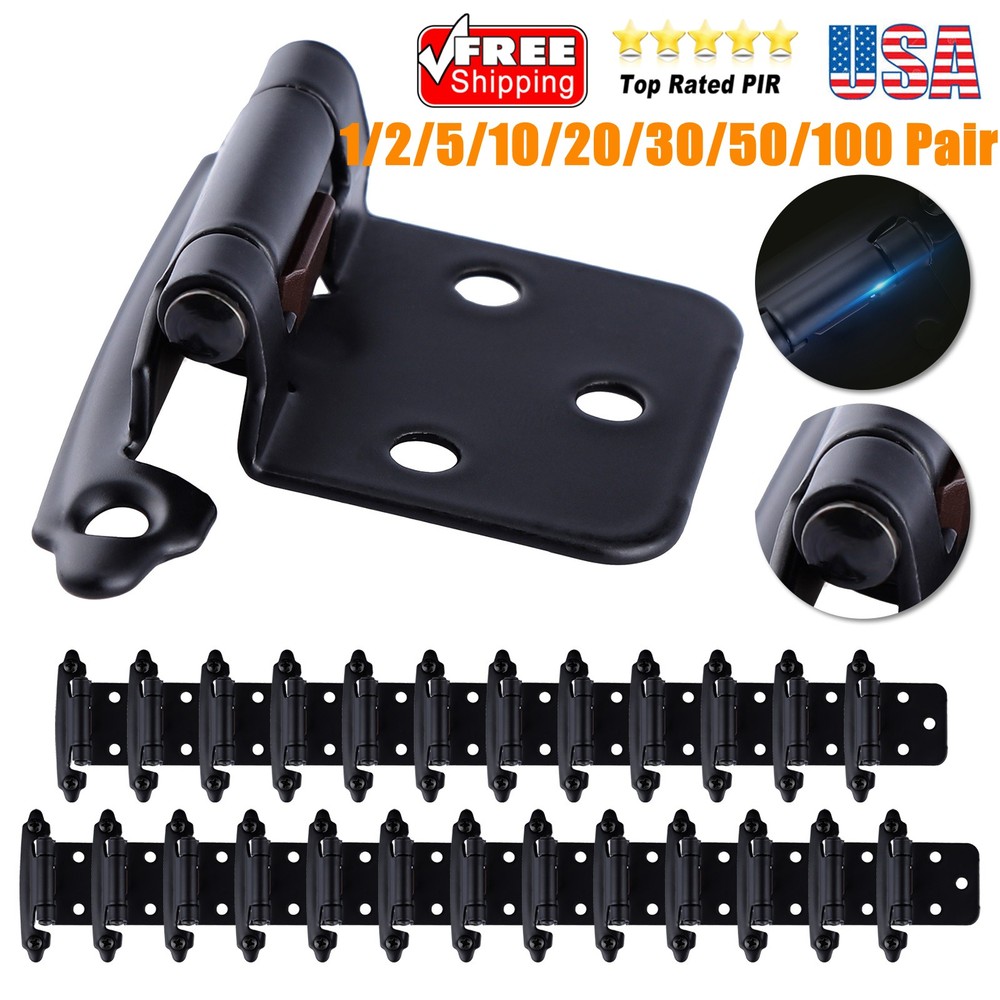 Cabinet Hinges Overlay Kitchen Door Hinges Self Close Face Mount Cupboard Black