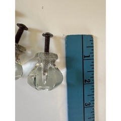 Vintage Clear Glass Hexagon Drawer Pulls Set of 5 Antique Cabinet Knobs 1 Inch