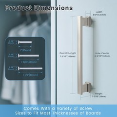 KNOBWELL 20 Pack Brushed Nickel Cabinet Pulls 6-3/10in 160mm Hole Center Handles