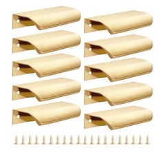 10 Pack Brushed Brass Gold Finger Edge Pulls Cabinets 3.15″ Drawer Kitchen New