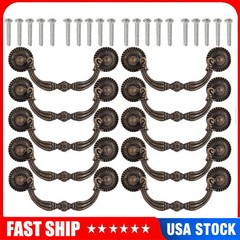 10-Pack Vintage Drop Bail Dresser Drawer Pull Antique Bronze Cabinet Handle Knob