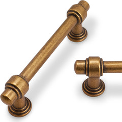 30 Pack Antique Brass Cabinet Handles Vintage Drawer Pulls Aged Gold Bronze